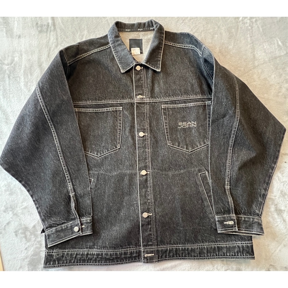Sean John Denim Jacket Mens XXXL Black Vintage Hip Hop Y2K Streetwear